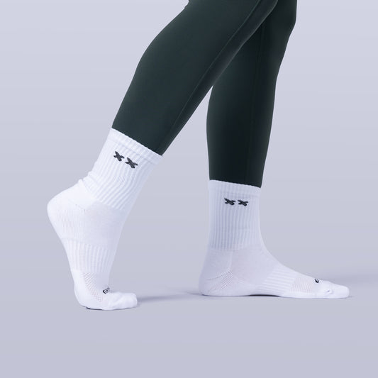 Cushioned Mid-Crew Socks (4 Pairs) - White