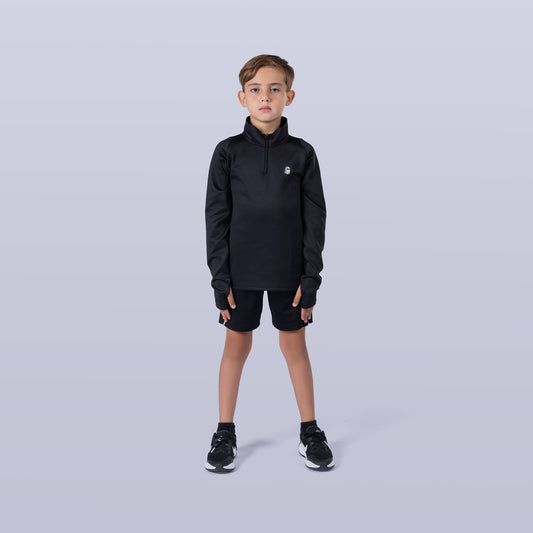 Unisex 1/4 Zip Top - Black