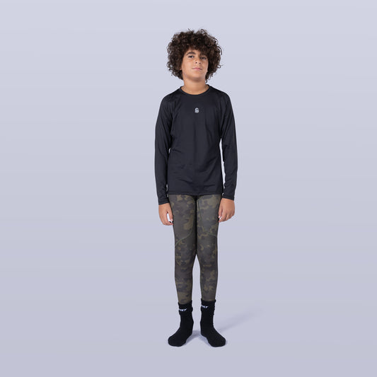 Boy's Base Leggings - Olive Camo